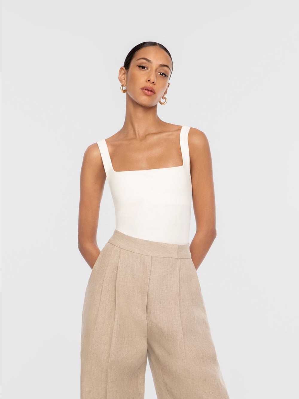 dal essential Square Neck Ivory Bodysuit